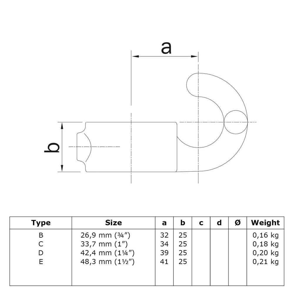 Doos Haak - zwart-D / 42,4 mm (120 stuks)